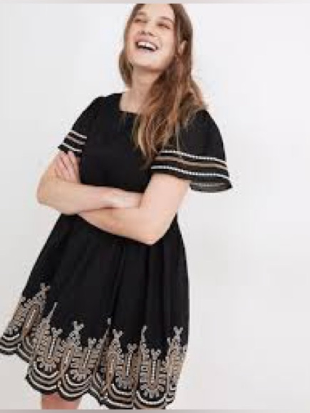 NWT Madewell Embroidered Eyelet Puff-Sleeve Mini Dress XS